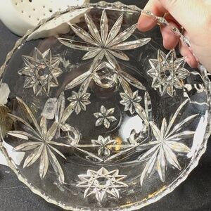 Vintage footed stars celestial crystal dish-witchy altar cottage core, trinket b